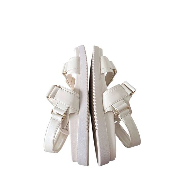 Steve Madden Slingback Sandal in Bone Size 9 Gold Detail Hook and Loop Closure - Picture 7 of 10